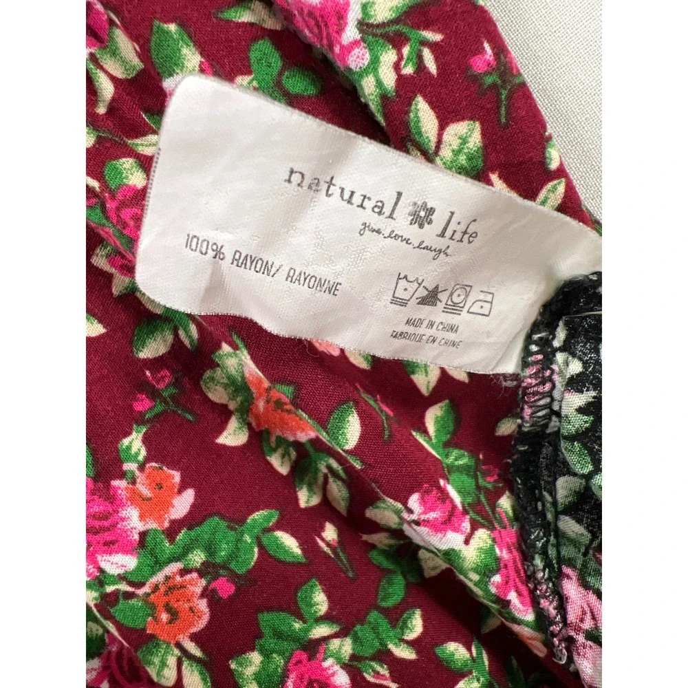 Natural Life Tiered Maxi Dress Womens Medium Multi Color Floral Boho Rayon